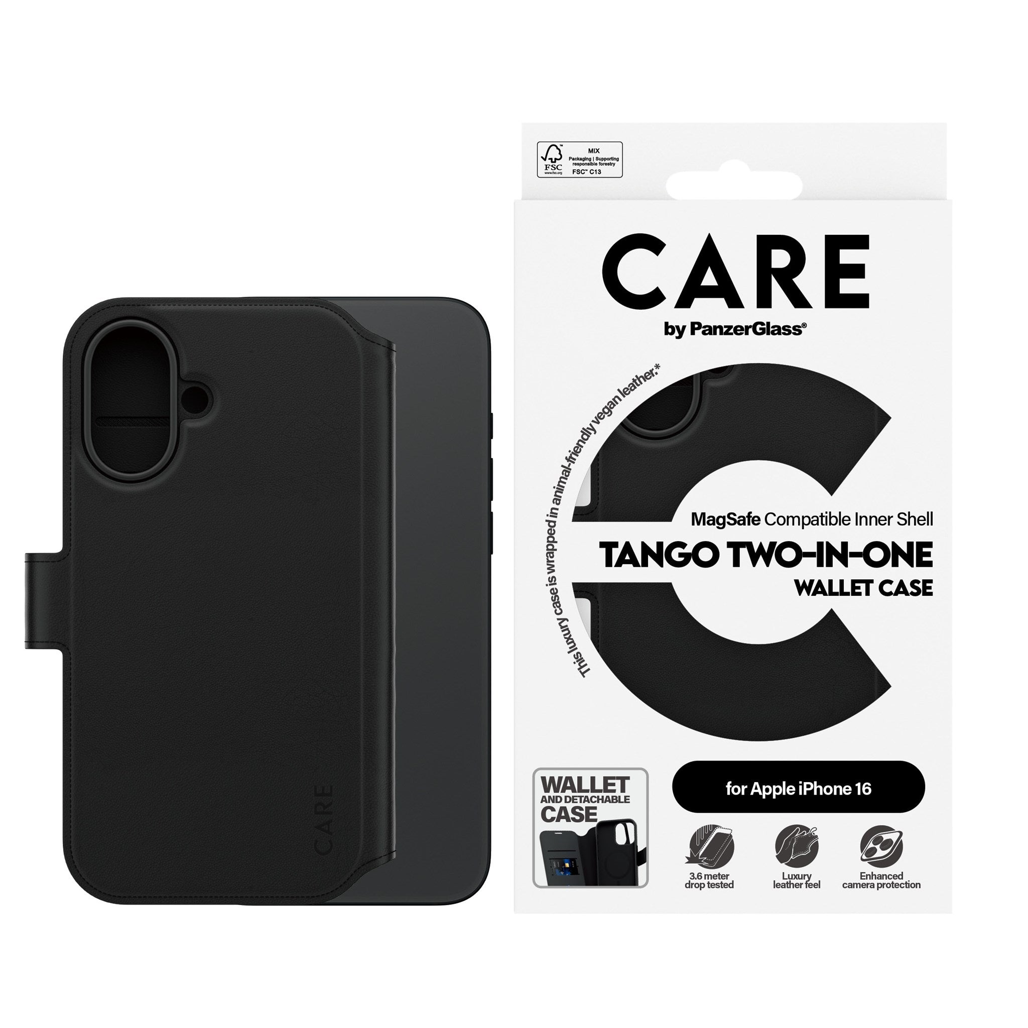 CARE by PanzerGlass® Feature Case Tango Two-in-One Wallet w. MagSafe iPhone 16